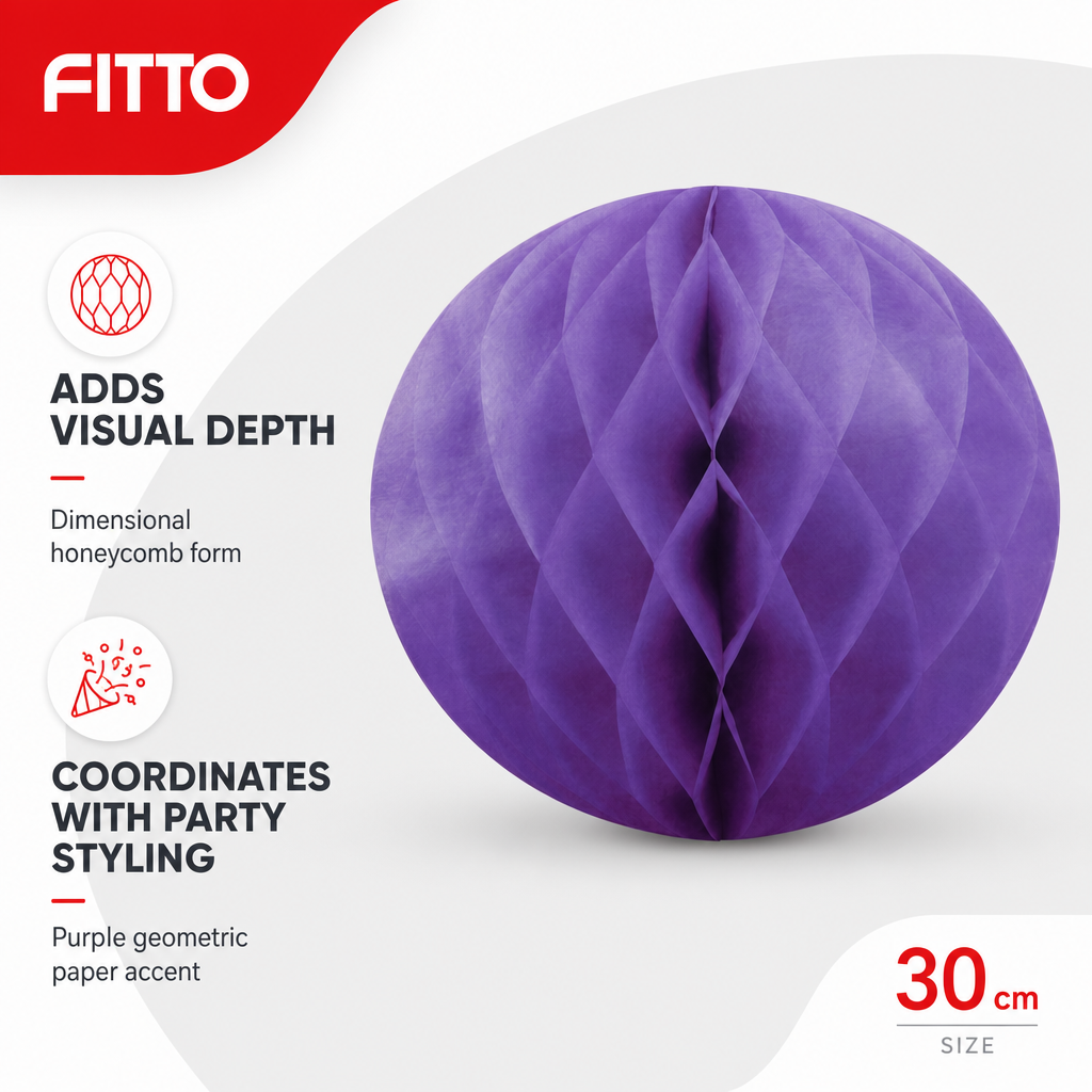 240 Pieces Paper Honeycomb Ball Decoration, Purple, 30 cm, 1 Piece