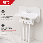 144 Pieces White Adhesive Wall-Mounted Toothbrush Holder with Storage Shelf, 1 Piece