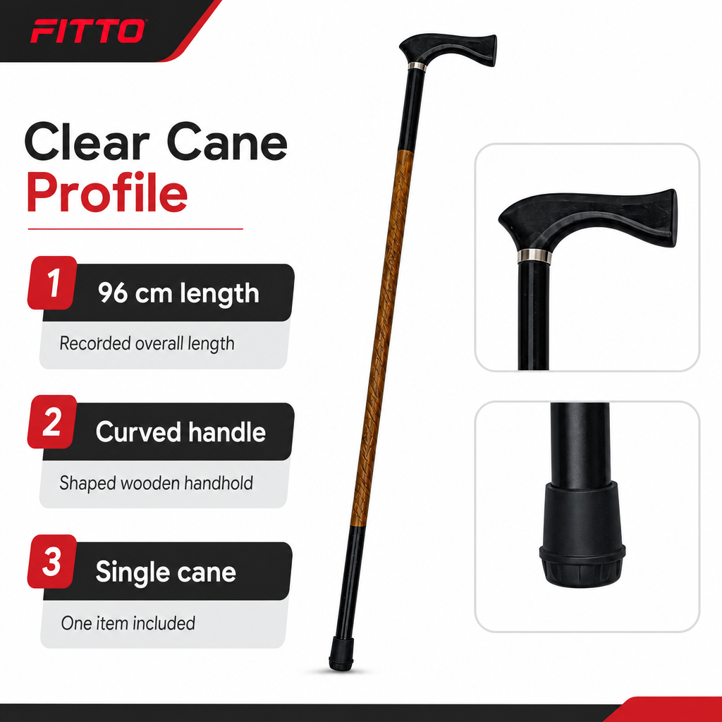 96 Pieces Wooden Walking Canes with Curved Handle, Black, 96 cm