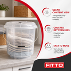 96 Pieces Transparent Plastic Bucket with Lid and Carry Handle, 13 Litre Household Pail