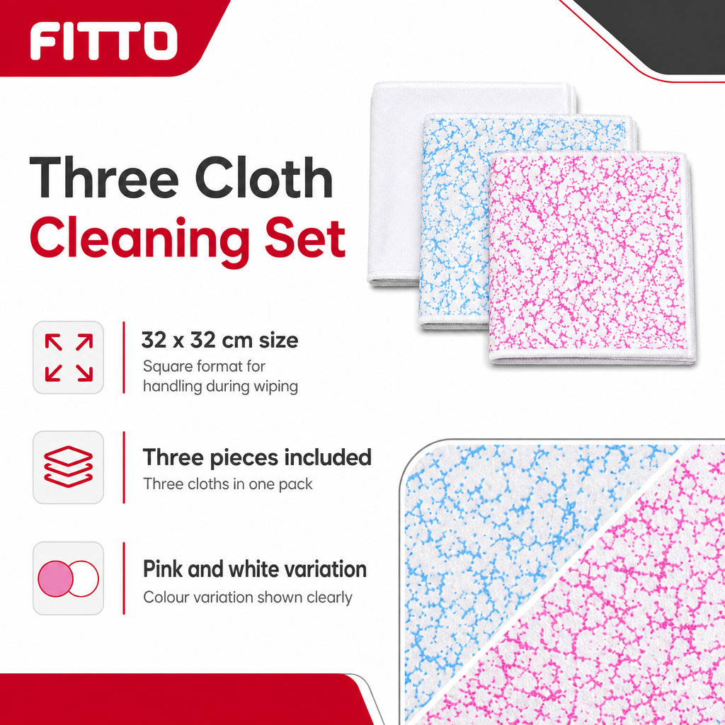 96 Pieces Microfiber All-Purpose Cleaning Cloths, 32 x 32 cm, Pink/White, 3-Pack