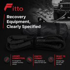 48 Pieces Kinetic Vehicle Recovery Tow Rope, 9 m, 8.2 Ton, 30% Elasticity, Black