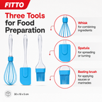 120 Pieces Blue Silicone Kitchen Utensil Set with Whisk, Spatula and Basting Brush, 3 Pieces