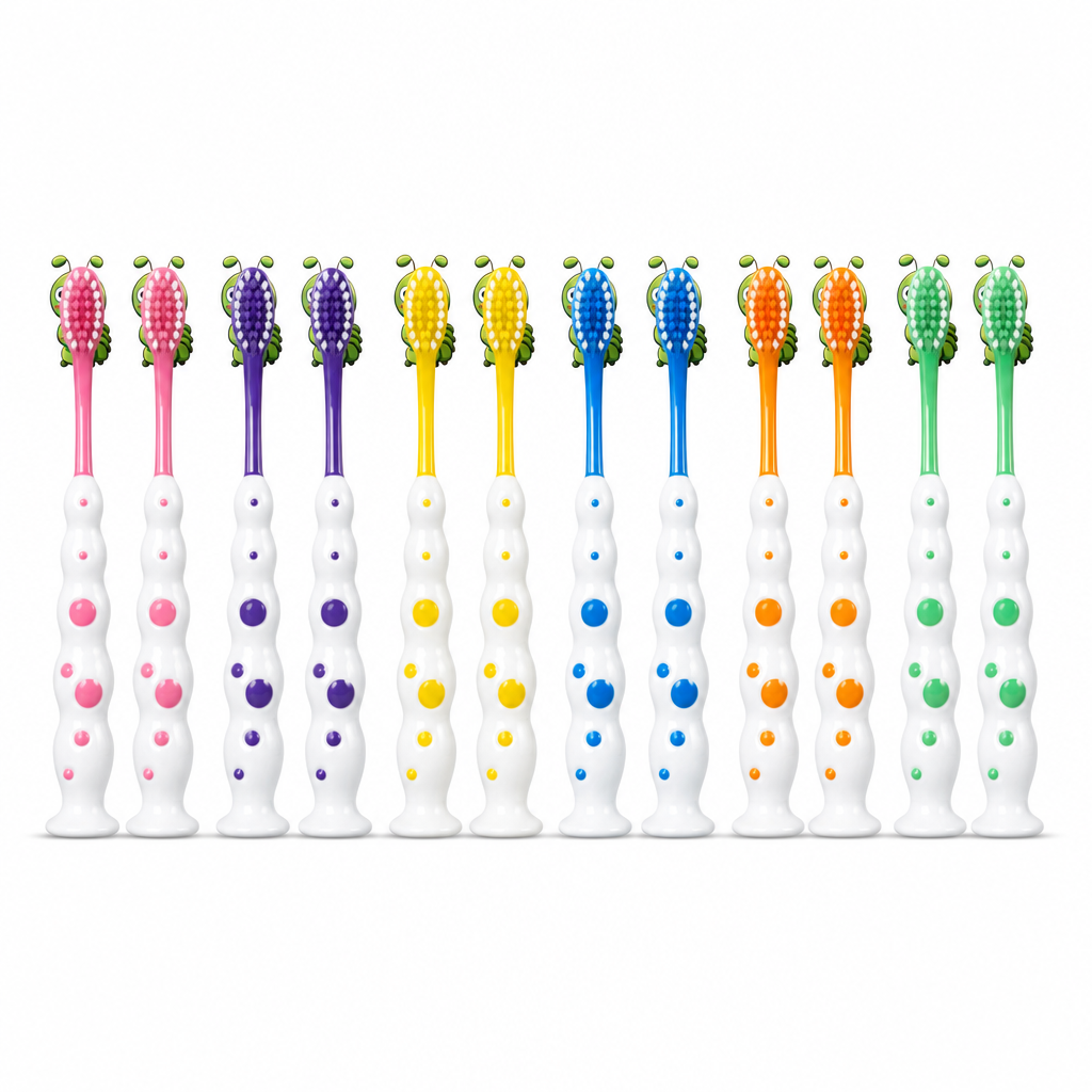 120 Pieces Character Design Toothbrush Set, 12 Pieces, Green Assorted Handles