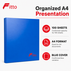 96 Pieces A4 Display Book with 100 Sheets, Blue, 1 Piece
