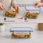 96 Pieces Rectangular Borosilicate Glass Food Container with PP Lid, 1040 ml