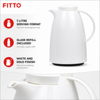 72 Pieces Plastic Vacuum Flask with Glass Refill, 1 Litre, White and Gold