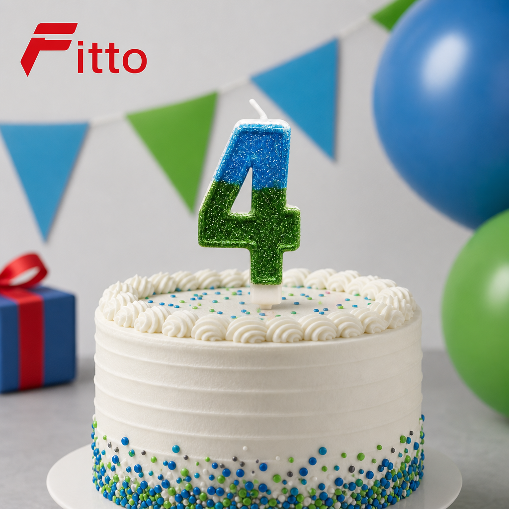 240 Pieces Number 4 Birthday Cake Candle, Blue and Green Glitter Design, 2 in