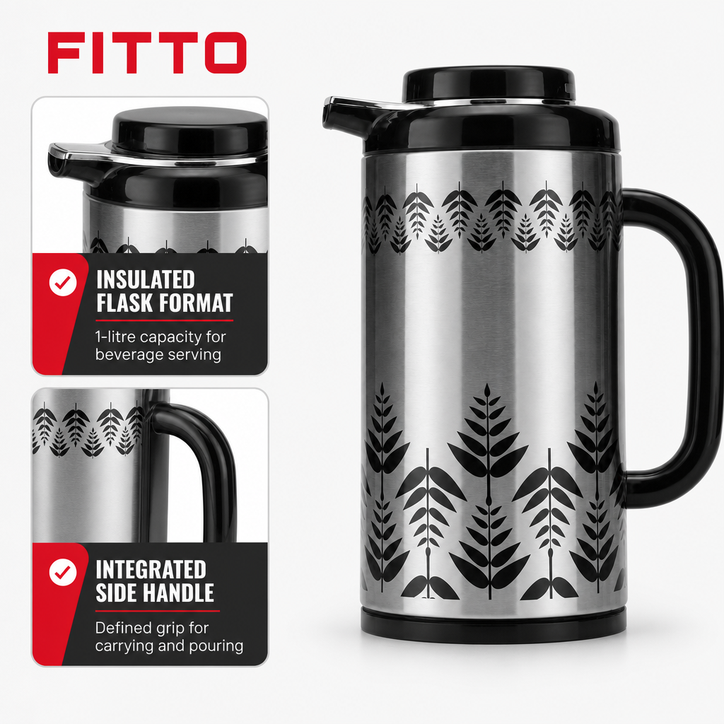 72 Pieces Insulated Vacuum Flask With Handle, 1 Litre, Silver
