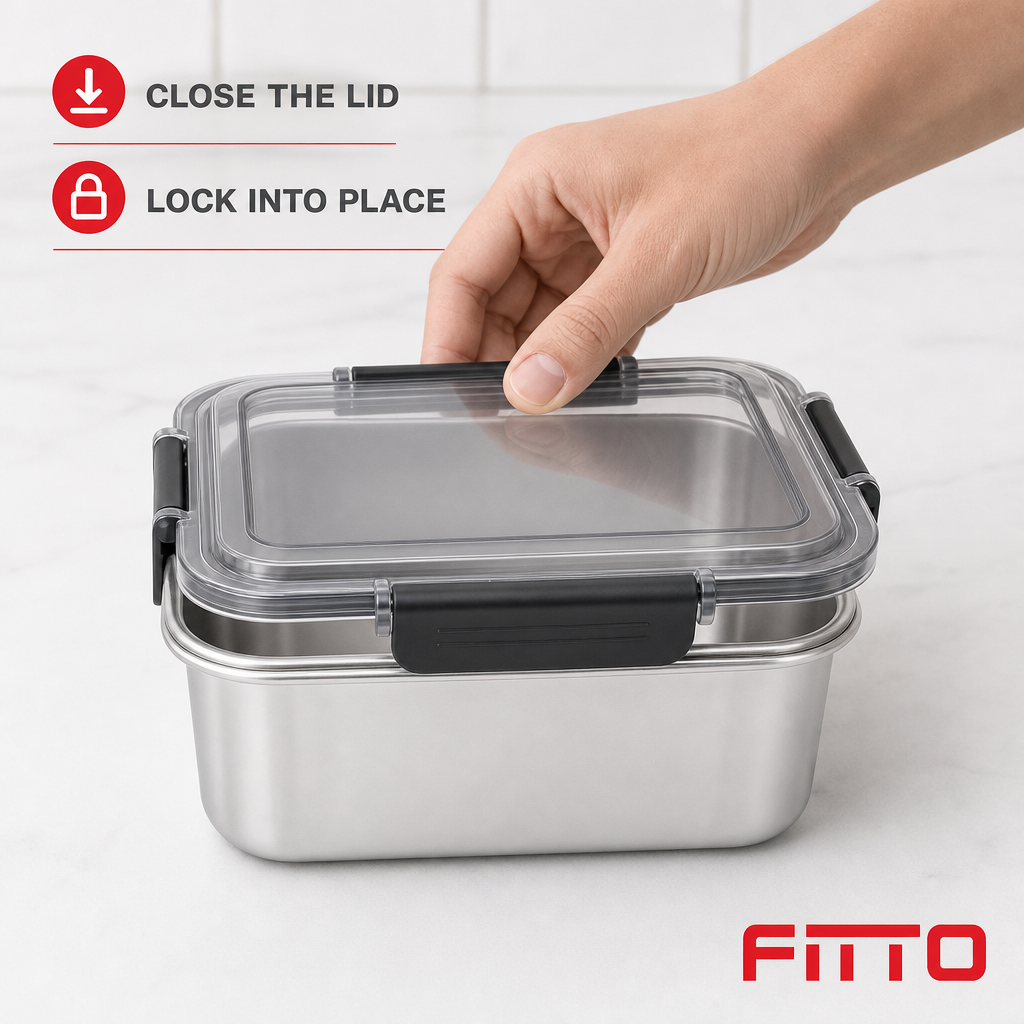 96 Pieces Silver Square Stainless Steel Food Storage Containers with Clear Locking Lid, 22 x 22 x 9 cm