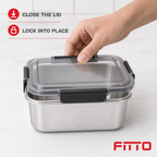 96 Pieces Silver Square Stainless Steel Food Storage Containers with Clear Locking Lid, 22 x 22 x 9 cm