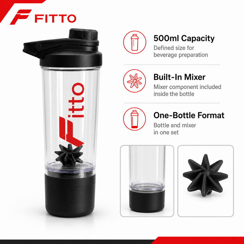 96 Pieces 500ml Shaker Bottle with Mixer, Black Sports Water Bottles