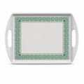 96 Pieces Rectangular Serving Trays with Double Handles, 15 Inch, Gray and Green Pattern