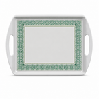 96 Pieces Rectangular Serving Trays with Double Handles, 15 Inch, Gray and Green Pattern