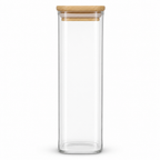 120 Pieces Glass Storage Jar with Wooden Lid, 25 x 6 x 6 cm, Clear and Natural Wood, 1 Piece