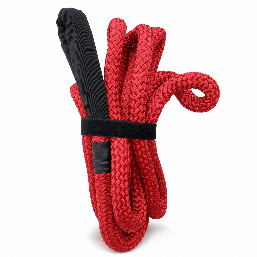 48 Pieces Braided Vehicle Recovery Ropes with Protective Sleeves, Red