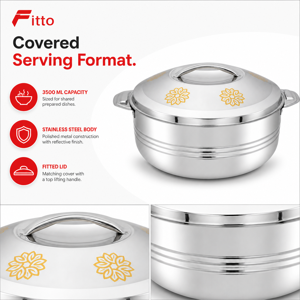 48 Pieces Stainless Steel Insulated Hot Pot, 3500 ml, 1 Piece