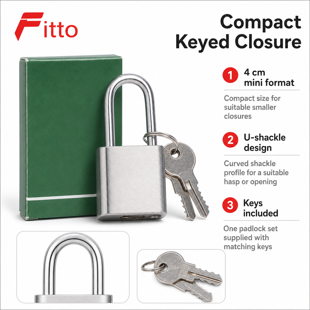 120 Pieces Mini U-Shackle Padlock with Keys, 4 cm, Silver, 1 Set