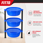 72 Pieces 3-Tier Plastic Storage Basket Rack, Blue, 40 x 30 x 18 cm