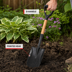 96 Pieces D-Handle Pointed Garden Shovel, 75 cm, Black, 1 Piece