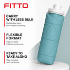 96 Pieces Collapsible Silicone Water Bottle with Cap, Teal and White, 1 Piece