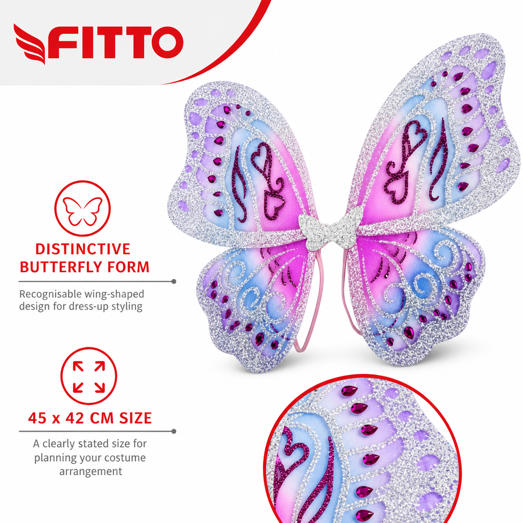 96 Pieces Assorted Colour Butterfly Wings Costumes Accessory, 45 x 42 cm, 1 Piece