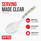 144 Pieces Melamine Rice Ladle, White Floral Serving Spoon with 30 cm Handle