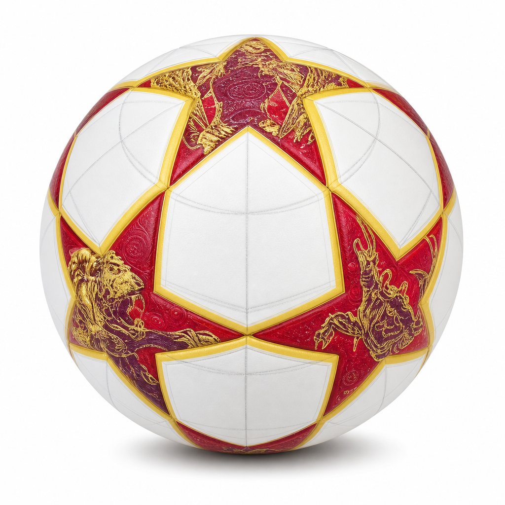 60 Pieces Size 5 Football, Red and Gold Design, 22 cm Sports Ball for Recreational Play