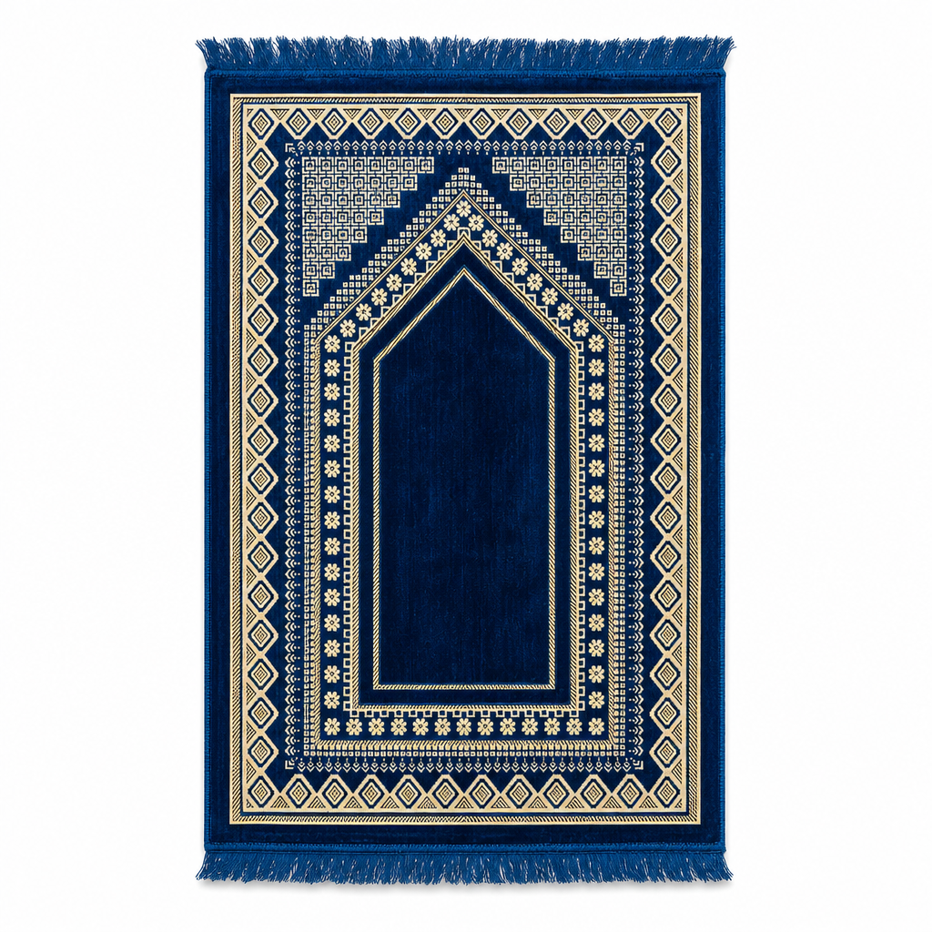 96 Pieces Prayer Mats, 70 x 110 cm, Turkish Style, Blue Geometric Design for Home Prayer Space