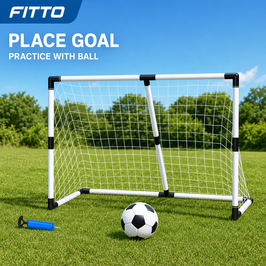 48 Pieces Portable Football Goal Set with Ball and Pump, 183 x 122 x 61 cm, Recreational Practice Equipment
