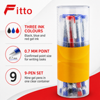 96 Pieces Gel Pens, 0.7 mm, Black Blue Red Ink, 9 Pack