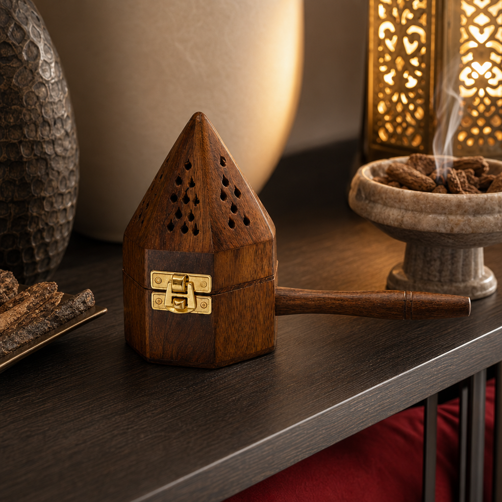 96 Pieces Wooden Incense Burner House with Handle, Conical Design, 3 Inch
