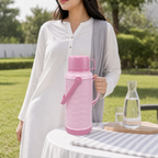 72 Pieces 2 Litre Pastel Insulated Vacuum Flask with Handle and Wave Texture, Assorted Colour, 1 Piece