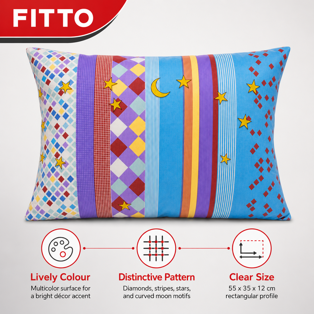 48 Pieces Pillow, Multicolor Geometric Pattern, 55 x 35 x 12 cm, Single Cushion
