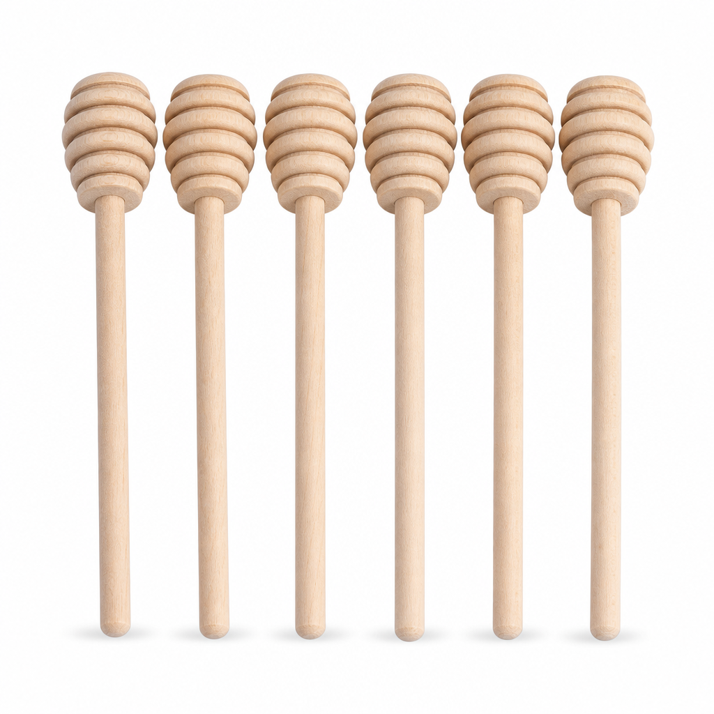 96 Pieces Natural Wooden Honey Dipper Sticks, 6 Pieces, 22 cm