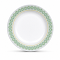 96 Pieces Soup Plate, 11 Inch, White with Green and Yellow Pattern, Round Serving Dinnerware