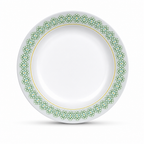 96 Pieces Soup Plate, 11 Inch, White with Green and Yellow Pattern, Round Serving Dinnerware