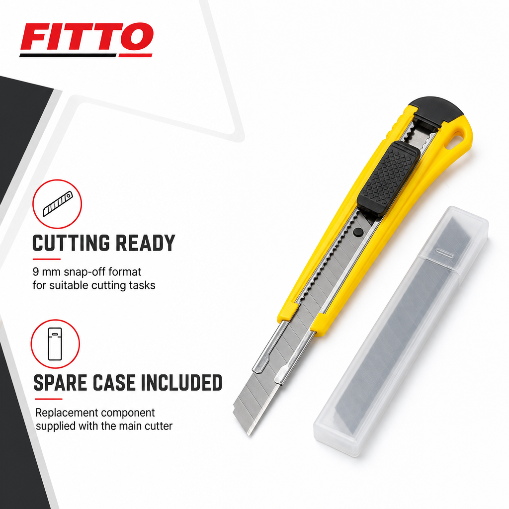144 Pieces 9 mm Snap-Off Utility Cutter, Yellow and Black, with Spare Blade Case, 1 Set
