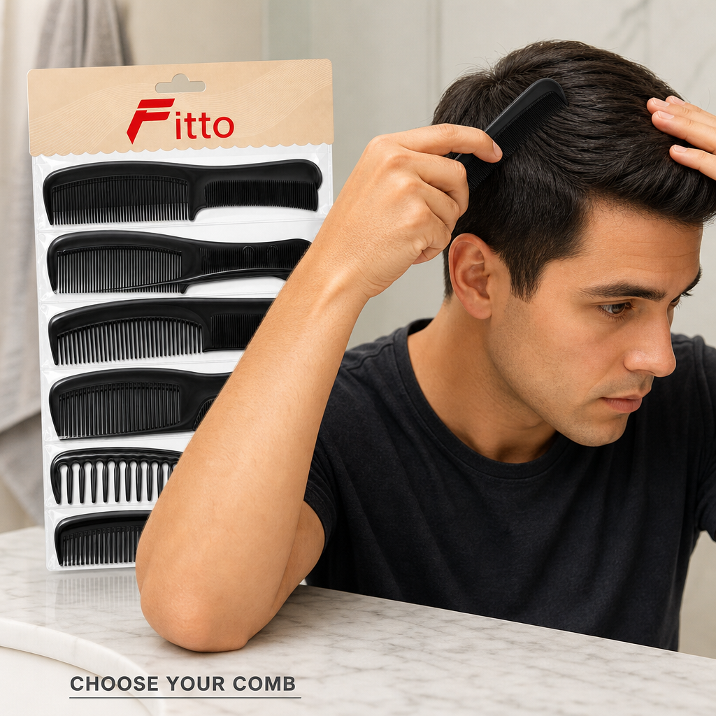 96 Pieces Hair Combs Set, 6 Pieces, Black Assorted Styling Combs for Grooming and Daily Haircare