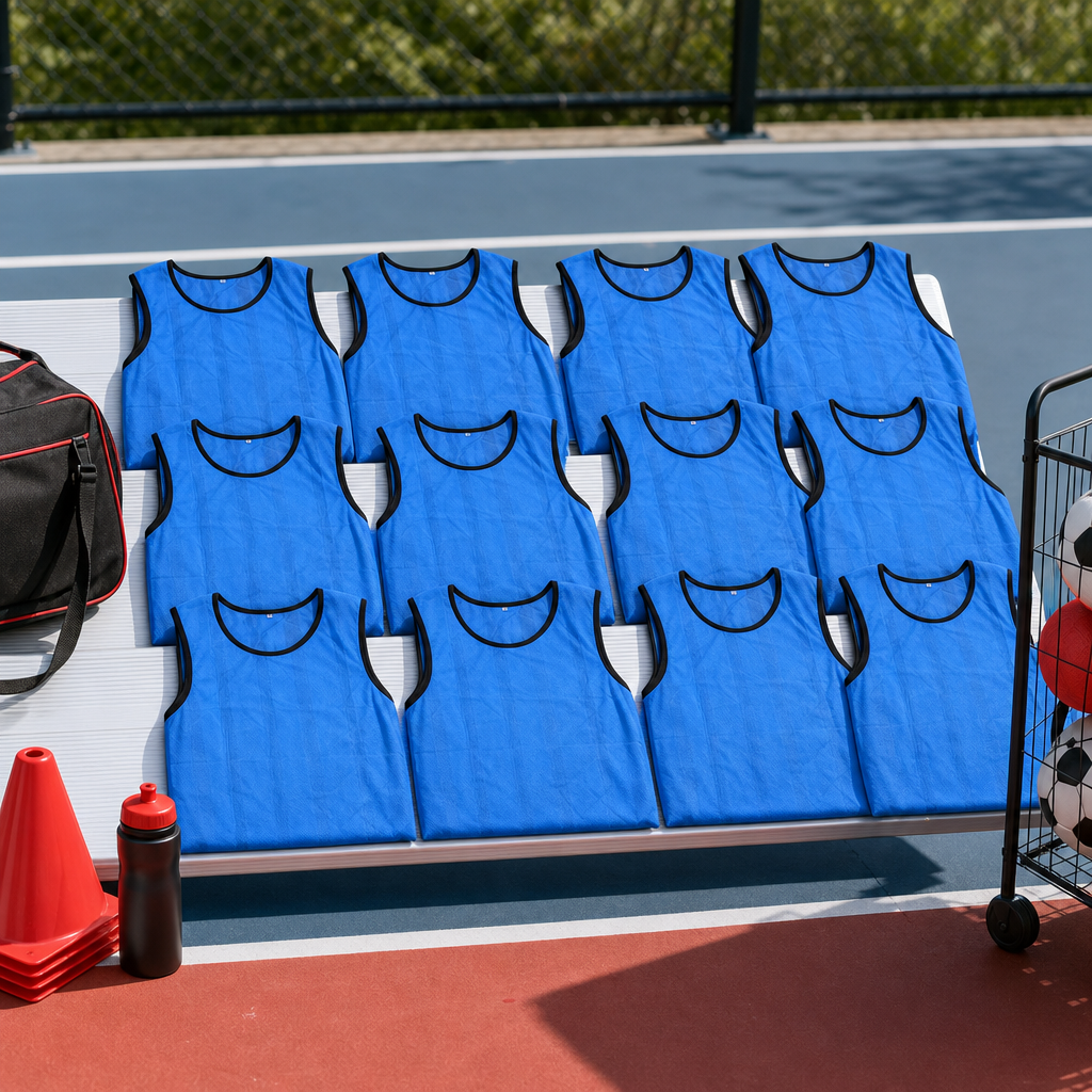 48 Pieces Mesh Sports Training Bib Vests, Small Size, Blue, 12-Piece Pack