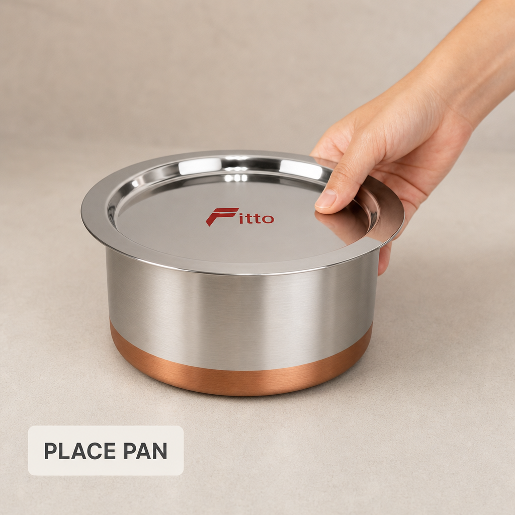 48 Pieces Stainless Steel Cooking Pan with Copper Bottom, 29 cm