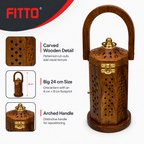 72 Pieces Wooden Decorative Lantern with Handle and Brass-Finish Hardware, Big 24cm