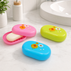 240 Pieces Soap Cases, Plastic Flower Design, 3 Pieces, Pink Green and Blue