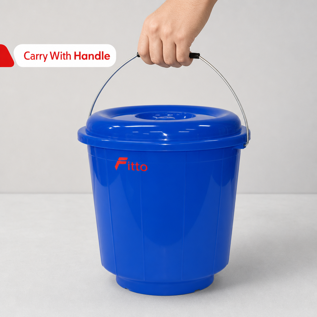 120 Pieces Plastic Bucket with Lid and Carry Handle, 3 Litre, Blue