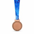 144 Pieces Award Medal with Blue Ribbon, Bronze Colour, Single Medal, 10 x 8 x 1 cm