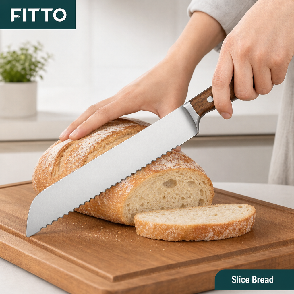 72 Pieces Bread Knife, 8 Inch Serrated Blade with Brown Handle for Slicing Loaves and Baked Foods