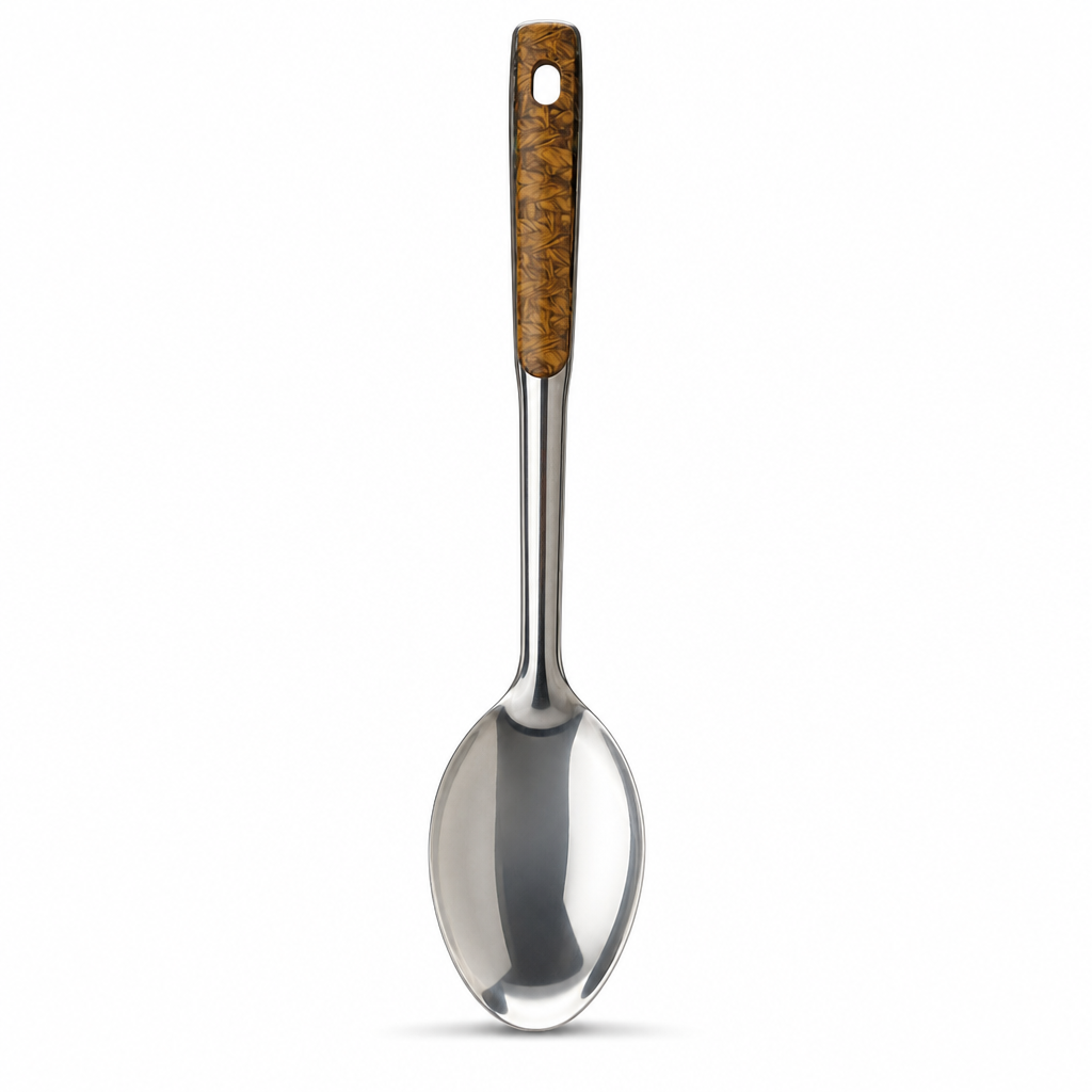 120 Pieces Rice Spoon, Stainless Steel Serving Utensil with Wood-Look Handle, 28 cm, Single Piece