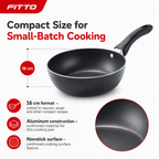 96 Pieces Sauce Pan Aluminum Nonstick 16 cm, Single Cooking Pot for Soups, Sauces and Small-Batch Meals