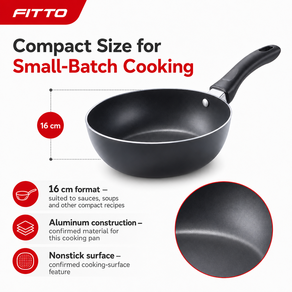 96 Pieces Sauce Pan Aluminum Nonstick 16 cm, Single Cooking Pot for Soups, Sauces and Small-Batch Meals