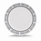 96 Pieces Melamine Dinner Plate, 11 Inch Round Plate with Grey Geometric Border, Single Piece Tablewares